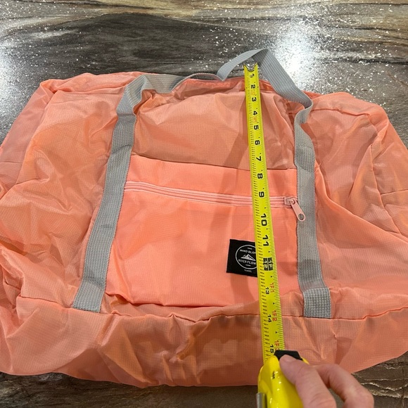 Peachy Pink Nylon Foldable Travel Bag Large Capacity Luggage WaterProof - Picture 4 of 6